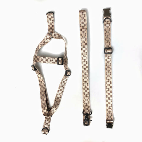 gucci fabric dog harness set