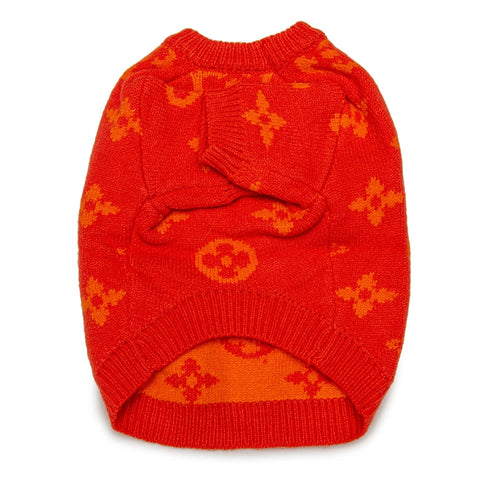 red lv dog sweater