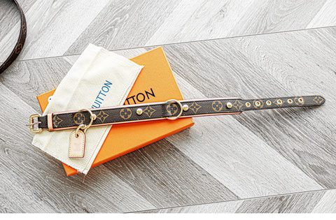 LV leather dog collar