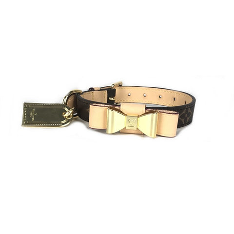 Louis V dog collar bow